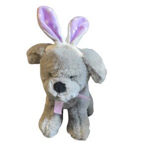 Gray Plush Dog Toy Stuffed Animal Purple Polka Dot Easter Bunny Ears Gitzy 12”
